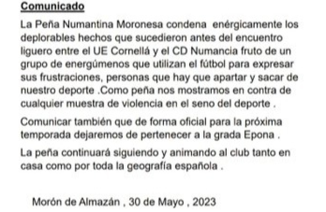 Comunicado de la Peña Moronesa.