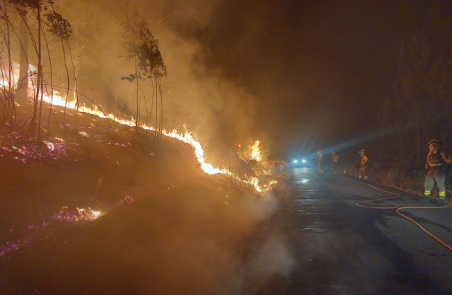 La BRIF de Lubia, luchando contra el incendio forestal de Boiro. BRIF LUBIA