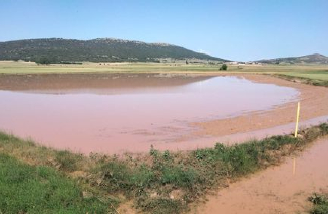Campos de cultivo anegados en la zona este de Soria.