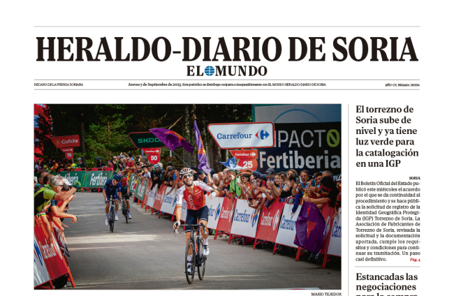 Portada de Heraldo-Diario de Soria de 7 de septiembre de 2023.