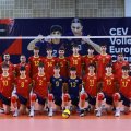 La selección española sub 16 con los sorianos Víctor Chamarro (dorsal 1) y David Maján (dorsal 10) que este sábado buscará la final del Europeo.