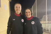 Las dos jugadoras sorianas durante un entrenamiento con la Sub-16 de Castilla y León Femenina.