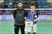 Hugo Sanz y su entrenador Carlos Palero en el Malow Yonex Polish International U17 de Suwalki.