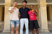 Álvaro Infante, Manuel Salvador y David José Pineda en la recepción en el Ayuntamiento.