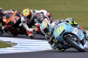 Joan Mir (Honda), liderando un grupito de pilotos en los últimos ensayos del GP de Australia.-AP / ANDY BROWNBILL