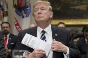 El presidente de Estados Unidos, Donald Trump, durante una reunión en la Sala Roosevelt de la Casa Blanca en Washington.-