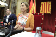 La presidenta del Parlament, Carme Forcadell, durante el debate de la ley de transitoriedad jurídica.-FERRAN NADEU