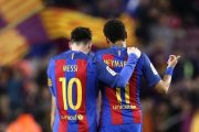 Los azulgranas Messi y Neymar, en el partido de Liga Barça-Sporting, celebrado el pasado miércoles, 1 de marzo.-MANU FERNANDEZ