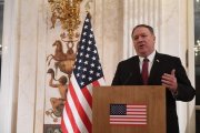 Mike Pompeo, el secretario de Estado de los EEUU en una conferencia de prensa.-AFP