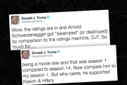 Montaje con dos de los tuits de Donald Trump en los que se mofa de las audiencias televisivas de Arnold Schwazenegger.-TWITTER