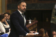 Santiago Abascal, el jueves, en la última jornada del debate de investidura.-DAVID CASTRO