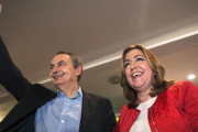 José Luis Rodríguez Zapatero y Susana Díaz, el viernes durante un acto en Jaén.-EFE