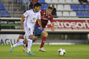 Juanma durante el encuentro entre Numancia y Real Jaén de esta temporada. / DIEGO MAYOR-
