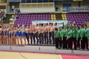 Las gimnastas sorianas en el pódium de la prueba celebrada en Valladolid.-D.S.