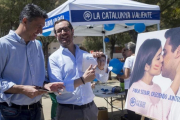 Javier Maroto y Xavier García Albiol, este domingo, en Badalona.-EFE / QUIQUE GARCÍA