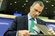 El secretario general del partido ultraderechista VOX,  Javier Ortega Smith, el pasado miércoles en el Parlamento Europeo.-EFE / OLIVIER HOSLET