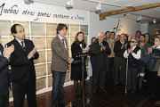 Sainz, López Represa, Martínez Mínguez y Heredia ante los asistentes a la inauguración del museo. / V.G.-