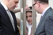 La piloto militar ucraniana, Nadiya Savchenko, en un momento de su juicio en Donets-AFP
