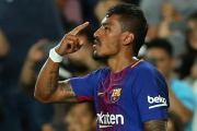Paulinho celebra su gol al Eibar en el Camp Nou.-REUTERS / ALBERT GEA