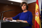 Comparecencia de Soraya Sáenz de Santamaría en el Palacio de la Moncloa.-DAVID CASTRO