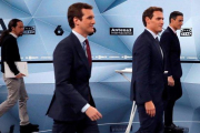 Pablo Iglesias, Pablo Casado, Albert Rivera y Pedro Sánchez, en el debate electoral de Atresmedia del pasado abril.-EFE / JUANJO MARTÍN