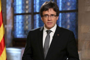 Mensaje de Puigdemont en Twitter con motivo del primer aniversario de su toma de posesión como 'president'.-TWITTER