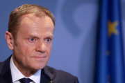 Donald Tusk, en una rueda de prensa hace un par de semanas.-STRINGER