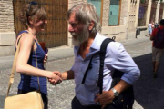 Harrison Ford-, en Toledo, saludado por una fan.-FACEBOOK