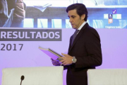 El presidente de Telefónica, José María Álvarez-Pallete, ayer, durante la presentación de resultados.-JUAN MANUEL PRATS