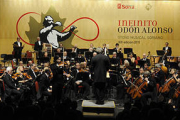 Un momento de la actuación de la ‘Bilbao Orkestra Sinfonikoa’ ayer en su actuación dentro del Otoño Musical Soriano. / VALENTÍN  GUISANDE-