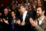Marta Rovira, Roger Torrent, Carles Mundó y Joan Tardà, en Blanes.-PERIODICO (ACN / RAFA GARRIDO)