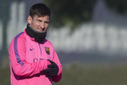 Leo Messi, durante un entrenamiento en la ciudad deportiva de Sant Joan Despí.-JORDI COTRINA