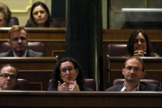 Turull, Rovira y Herrera escuchan a Rajoy, el 8 de abril del 2014 en el Congreso.-SERGIO PEREZ