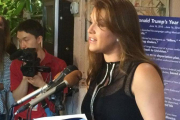 Alicia Machado, en una rueda de prensa en la que catrgó contra Trump, en junio.-AP / LUIS ALONSO LUGO