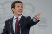 Pablo Casado, en la rueda de prensa tras la reunión.-JOSÉ LUIS ROCA
