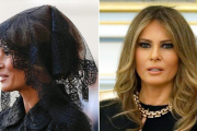 Melania Trump, tapada durante su audiencia con el Papa, y con la cabeza destapada en Arabia Saudí.-