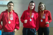 Los tres representantes sorianos en el Campeonato de España.-CLUB KICKBOXING SORIA