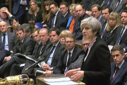 Theresa May en el Parlamento británico el pasado mes de marzo.-AFP