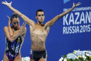 Ona Carbonell y Paula Klamburg no han podido cambiar la tendencia de la sincronizada española en Kazán y se han tenido que conformar con la quinta plaza en el dúo libre, en una final que en la que Rusia ha vuelto a subir a lo más alto del podio, por delan-Foto:   MICHAEL DALDER / REUTERS