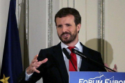 Pablo Casado, el pasado día 16, en un desayuno informativo en Madrid.-DAVID CASTRO