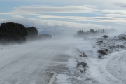 Carretera de Tierras Altas a media mañana de este jueves. HDS