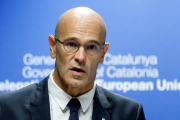 Raül Romeva durante su intervención en Bruselas-FRANCOIS LENOIR / REUTERS