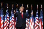 Donald Trump, durante su discurso de aceptación de la nominación republicana, en la convención de Cleveland.-EFE / MICHAEL REYNOLDS