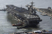 El portaviones nuclear Carl Vinson, en las pasadas maniobras militares de marzo en Corea del Sur.-AP / JO JUNG-HO