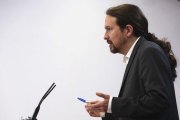 Pablo Iglesias, tras su reunión con el Rey.-DAVID CASTRO