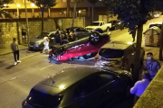 Imagen tomada minutos después de producirse el accidente a la altura del número 6 de Leales de Aljubarrota.