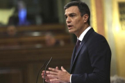 El Presidente del Gobierno y Secretario General del PSOE, Pedro Sanchez, en el Congreso de los Diputados.-DAVID CASTRO