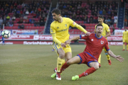 Manu del Moral en la última victoria del Numancia ante el Cádiz en Los Pajaritos.-Valentín Guisande