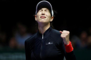 Garbiñe Muguruza celebra la victoria.-REUTERS