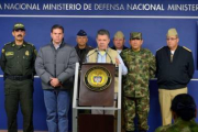 Juan Manuel Santos, durante su comparecencia ante la prensa, el domingo en Bogotá.-REUTERS